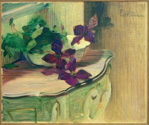 Stilleven met clematis op rococo-console door Curt Herrmann
